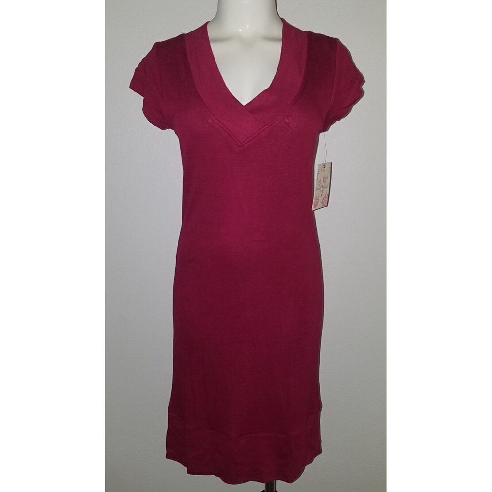 NEW Derek Heart Plum Purple Dress Size Junior's Large Knit Pullover V-neck